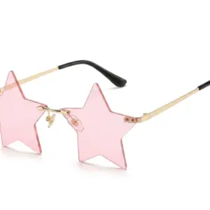 Star Shaped Rimless Party Sunglasses – Festive Christmas Decoration Eyeglasses for Men & Women pink