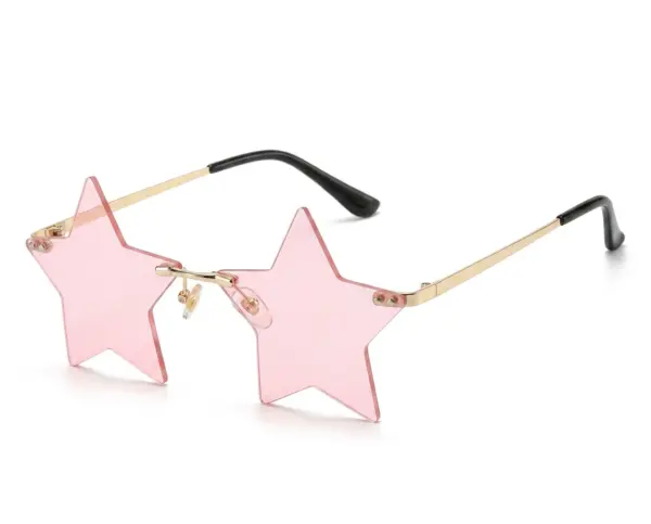 Star Shaped Rimless Party Sunglasses – Festive Christmas Decoration Eyeglasses for Men & Women pink