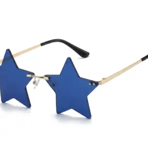 Star Shaped Rimless Party Sunglasses – Festive Christmas Decoration Eyeglasses for Men & Women royal-blue