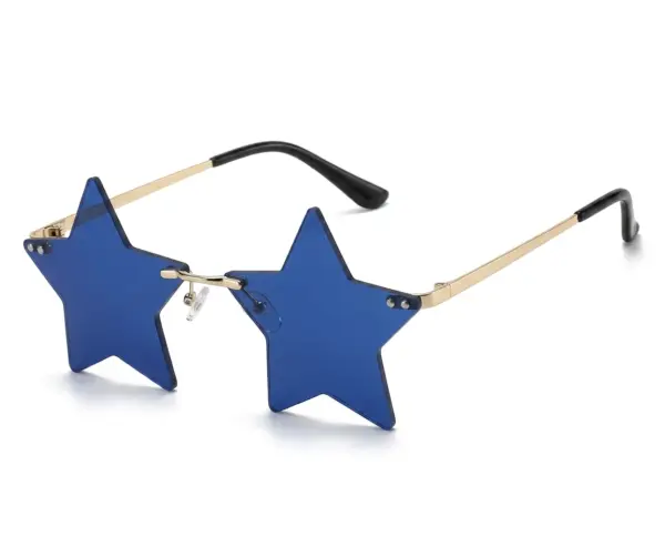 Star Shaped Rimless Party Sunglasses – Festive Christmas Decoration Eyeglasses for Men & Women royal-blue