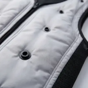 Summer Cooling Fan Vest for High-Temperature Work, Fishing & Outdoor Activities Grey detail closeup