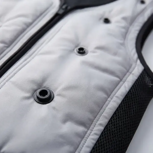 Summer Cooling Fan Vest for High-Temperature Work, Fishing & Outdoor Activities Grey detail closeup