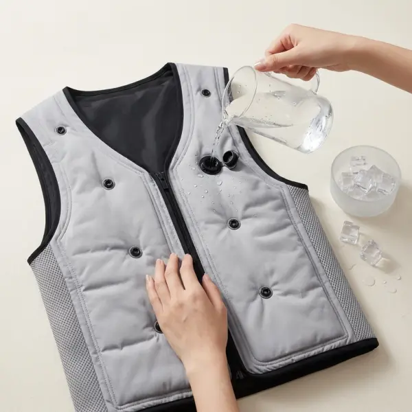 Summer Cooling Fan Vest for High-Temperature Work, Fishing & Outdoor Activities Grey fill-demo