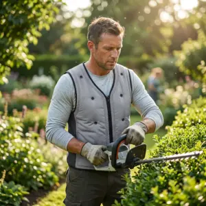 Summer Cooling Fan Vest for High-Temperature Work, Fishing & Outdoor Activities Grey lifestyle-garden