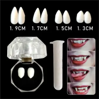 Vampire Fangs Fake Teeth Resin Cosplay Fang Set with Adhesive