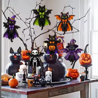 Vintage Halloween Hanging Ornaments on tree