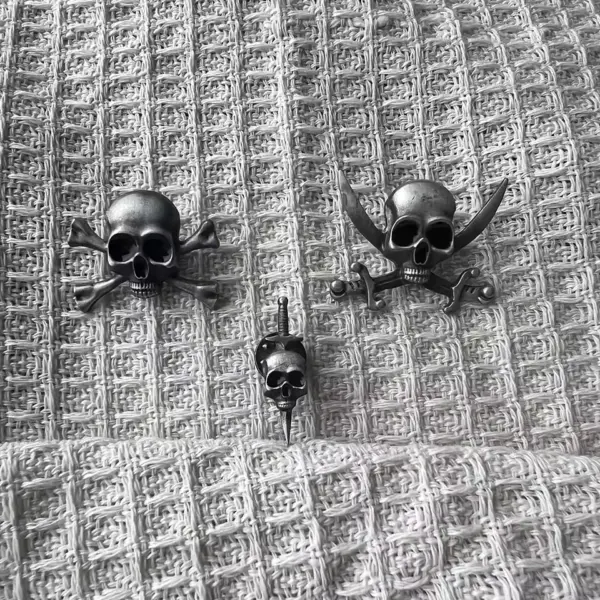 Vintage Halloween Skull Sword Brooch black