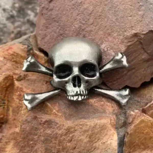 Vintage Halloween Skull Sword Brooch one bone skull