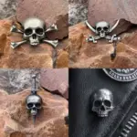 Vintage Halloween Skull Sword Brooch one sword skull feature