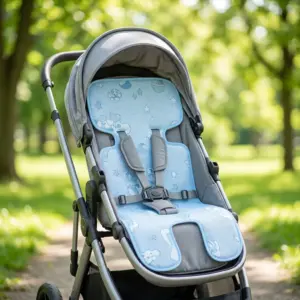 Washable Baby Cooling Summer Seat Pad for Strollers, Car Seats & High Chairs blue-stroller