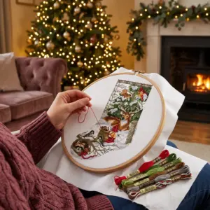 Winter Jungle Snowscape Christmas Stocking DMC Cross Stitch use