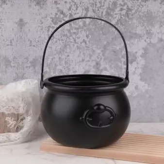 Witch Cauldron Candy Holder – Black Halloween Centerpiece & Trick-or-Treat