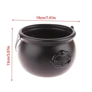 Witch Cauldron Candy Holder – Black Halloween Centerpiece & Trick-or-Treat Bucket size