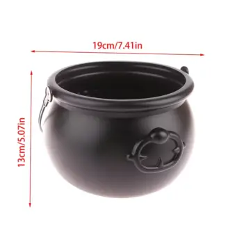Witch Cauldron Candy Holder – Black Halloween Centerpiece & Trick-or-Treat Bucket size