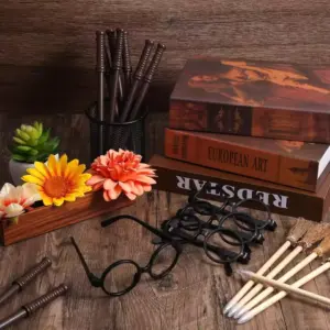 Wizard Party Favors Set Wand Pencils Broom Pencils Glasses & Lightning Tattoos for Themed Parties
