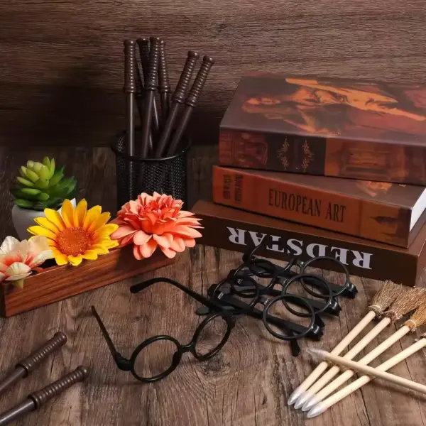 Wizard Party Favors Set Wand Pencils Broom Pencils Glasses & Lightning Tattoos for Themed Parties