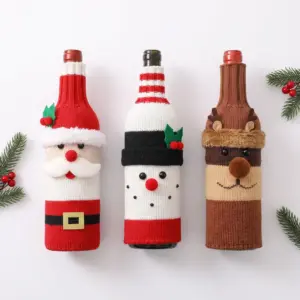 Woven Christmas Wine Bottle Cover Bags – Santa, Snowman & Reindeer Holiday Table Decorations studio