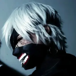 Zipper Mouth Cosplay Mask on face