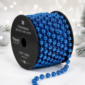 1 Set 9mm Christmas Bead Decorative Chain for Tree blue