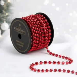 1 Set 9mm Christmas Bead Decorative Chain for Tree red