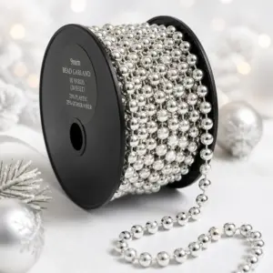1 Set 9mm Christmas Bead Decorative Chain for Tree silver
