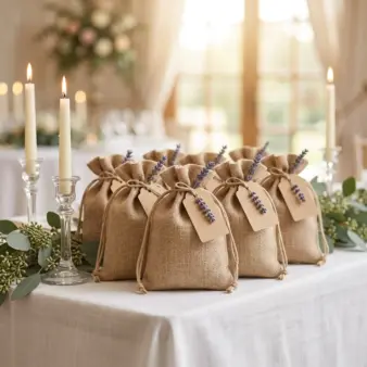 burlap wedding favours