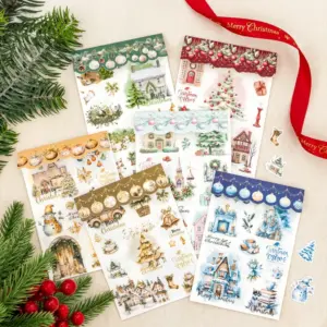 Christmas Rub on Transfer Stickers for Card Making, Scrapbooking & Junk Journaling