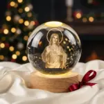 Jesus 3D Crystal Ball Night Light – LED Engraved Religious Decoration & Nativity Gift