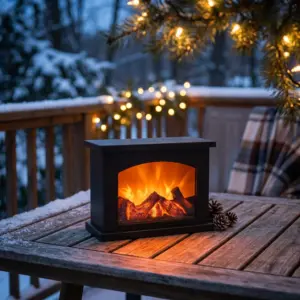 fireplace outdoor dusk