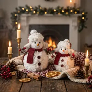 Christmas Plush Knitted Snowman doll Ornament for Desktop & Home Décor