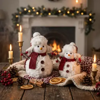 Christmas Plush Knitted Snowman doll Ornament for Desktop & Home Décor