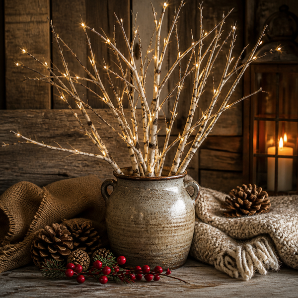 LED White Birch Branch Lights two