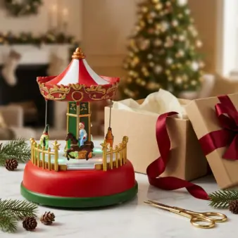 Musical Christmas Village Scene – Glowing Resin Snowhouse Ornament with Lights & Music