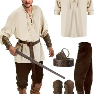 4 Piece Men's Renaissance Costume Set feature