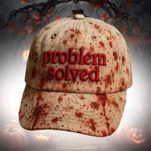 Halloween Bloody Embroidered Baseball Cap Horror Theme Splatter Print Hat colseup