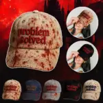 Halloween Bloody Embroidered Baseball Cap Horror Theme Splatter Print Hat mutlicolor